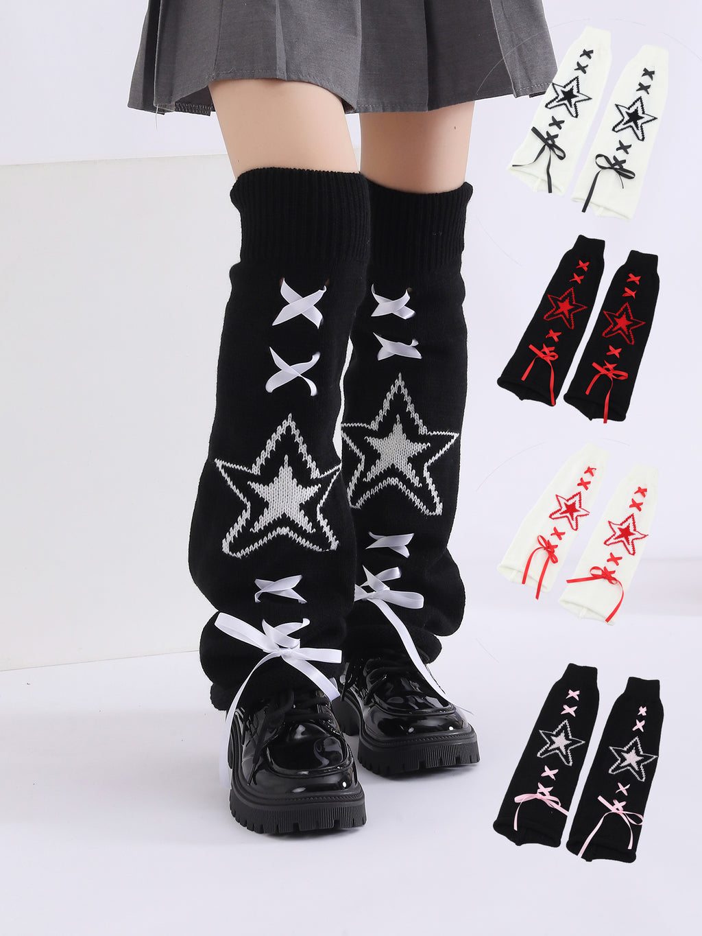Mode Y2K Gothic tricoté étoilé étoilé jambe chaud couverture jambe