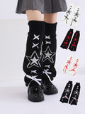 Mode Y2K Gothic tricoté étoilé étoilé jambe chaud couverture jambe