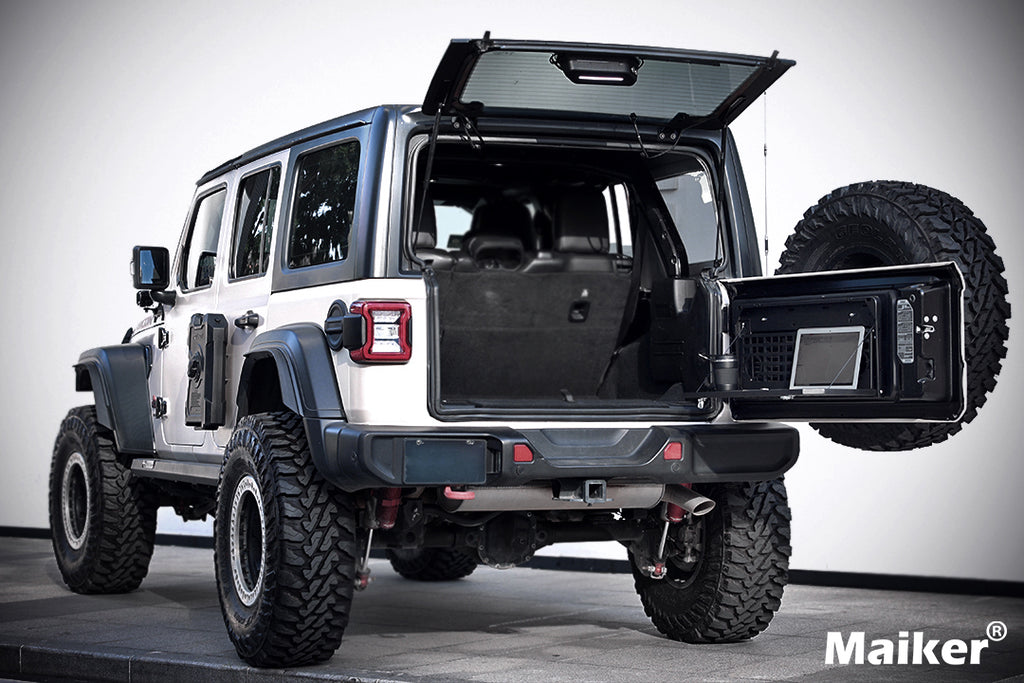Table de hayon 2 étages arrière Rangement pliable Cargo Rack Bureau de camping extérieur pour 2007- Jeep