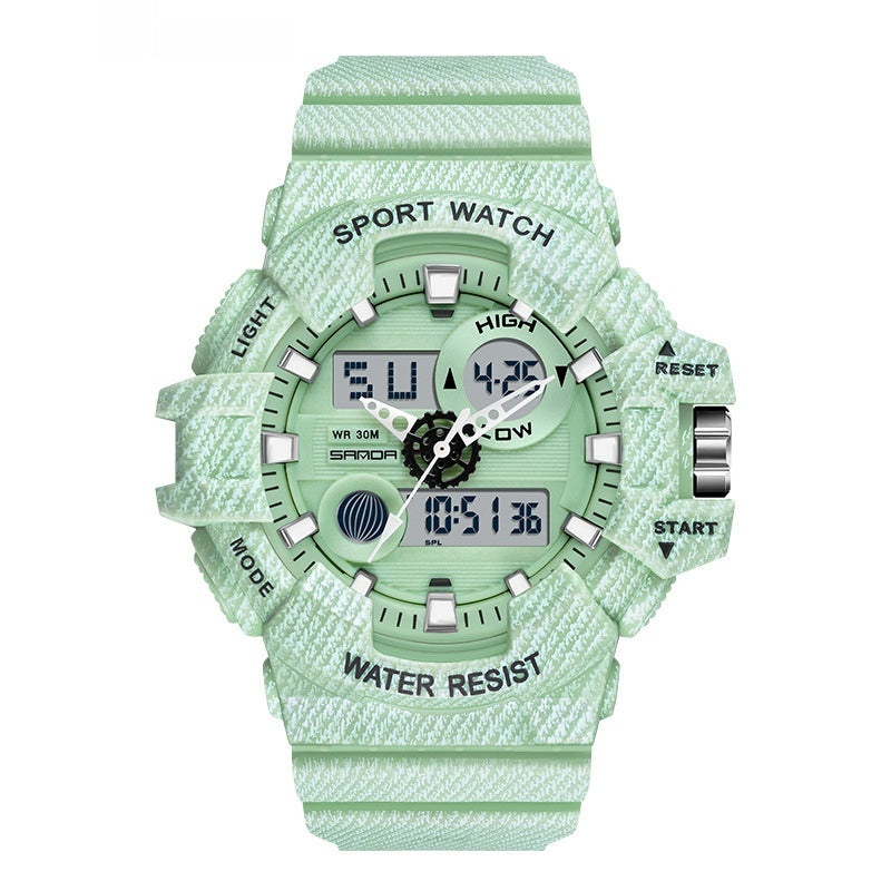 Trendy Sports Montre électronique Mode Double affichage Grand Cadran Lumineux Imperméable Unise