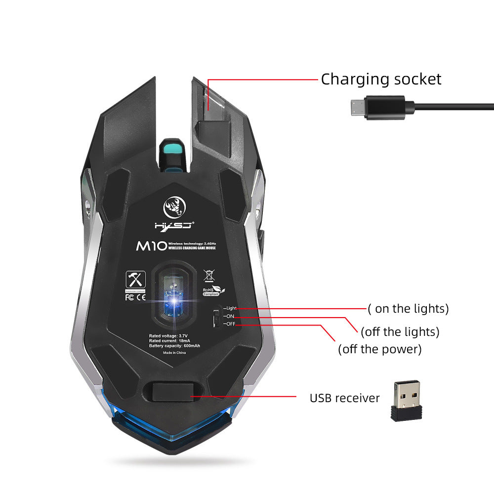 HXSJ 2.4G Wireless Mouse Luminous Gaming Mouse
