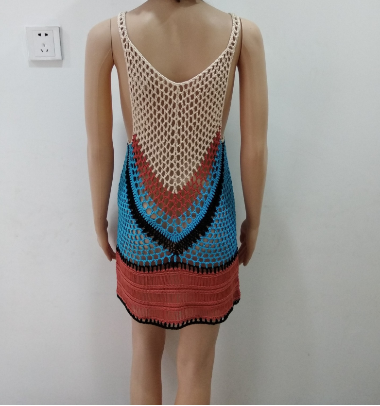 Cutout tricoté Bikini Top Beach Tank Top Sun Protection Shirt