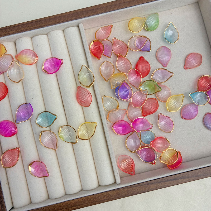 Charms de feuille en acrylique translucide à deux tons