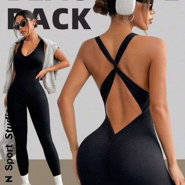 Pantalon de haute élasticité Style sportif Pantalon de yoga en forme de dos