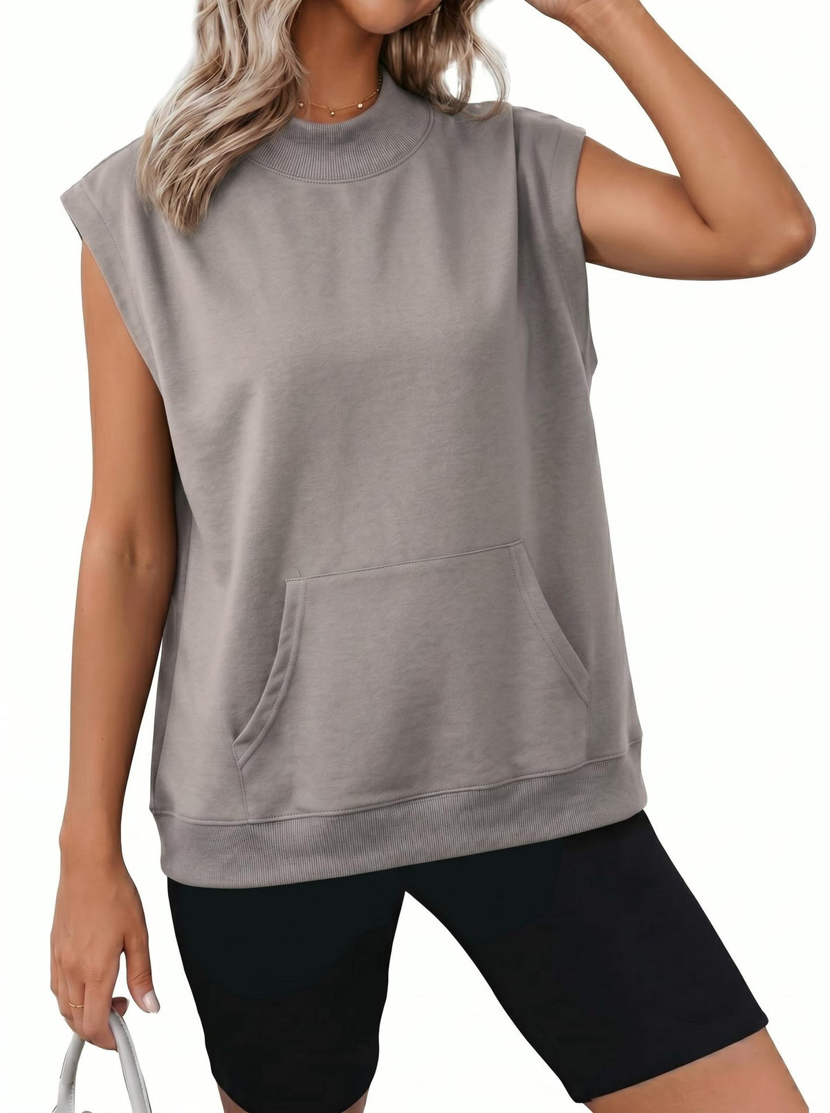 Sweatshirt à manches courtes Casual avec poches