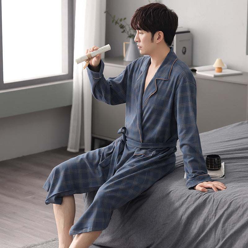 Hommes Automne Hiver Pajama Robe Plus Taille Manche longue