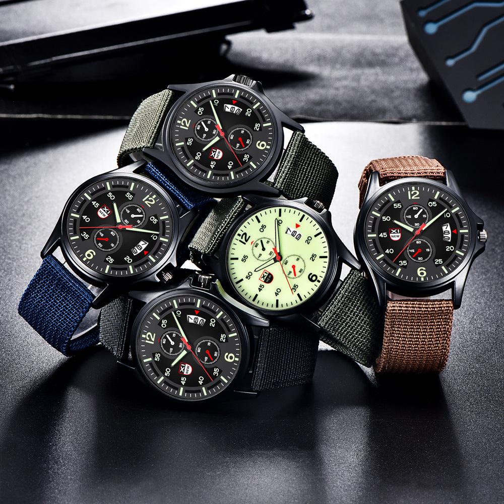Mode Nylon Strap Sport Army Style Watch Calendrier Quartz Watch