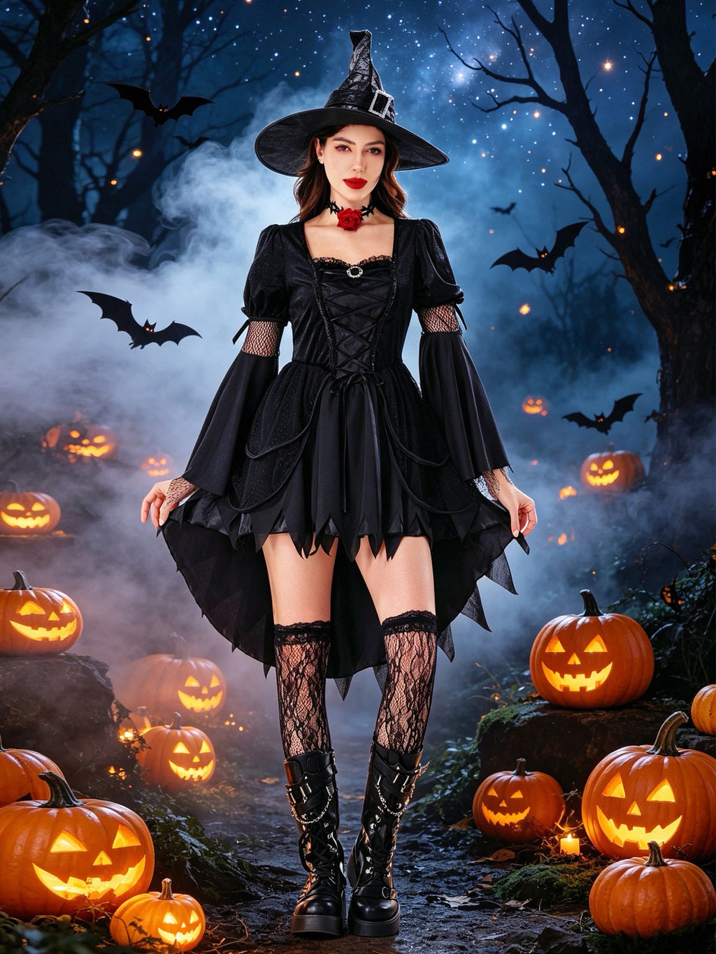 Costume d'Halloween pour sorcières gothiques