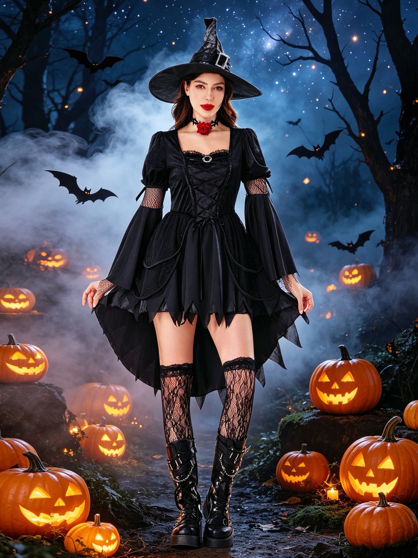 Costume d'Halloween pour sorcières gothiques