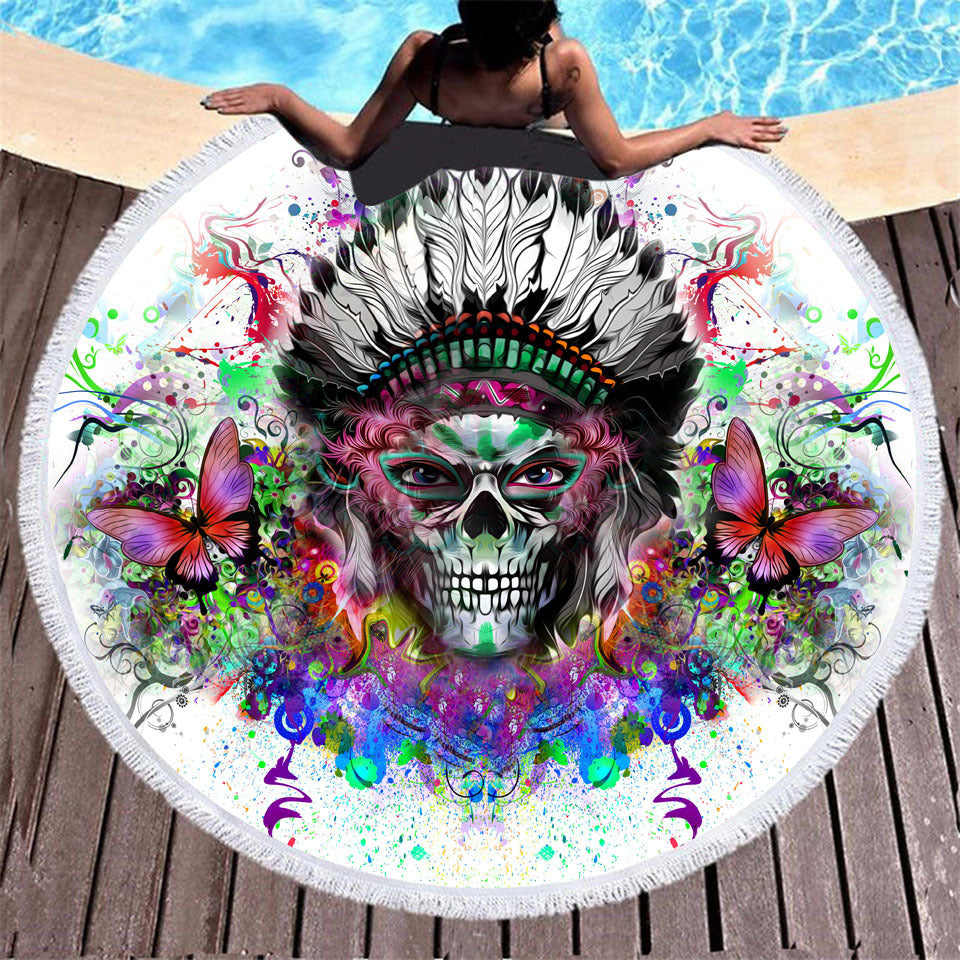 Serviette de plage ronde en fibre