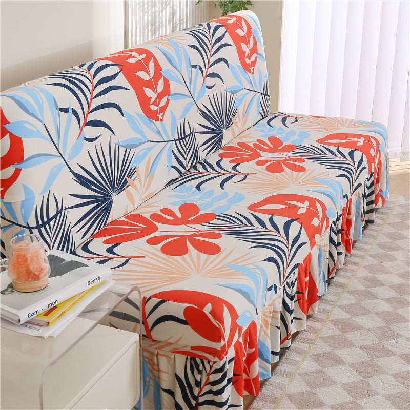 Slipcover stretch pour un lit sans bras encaissant simple simple housse de canapé pliable avec jupe