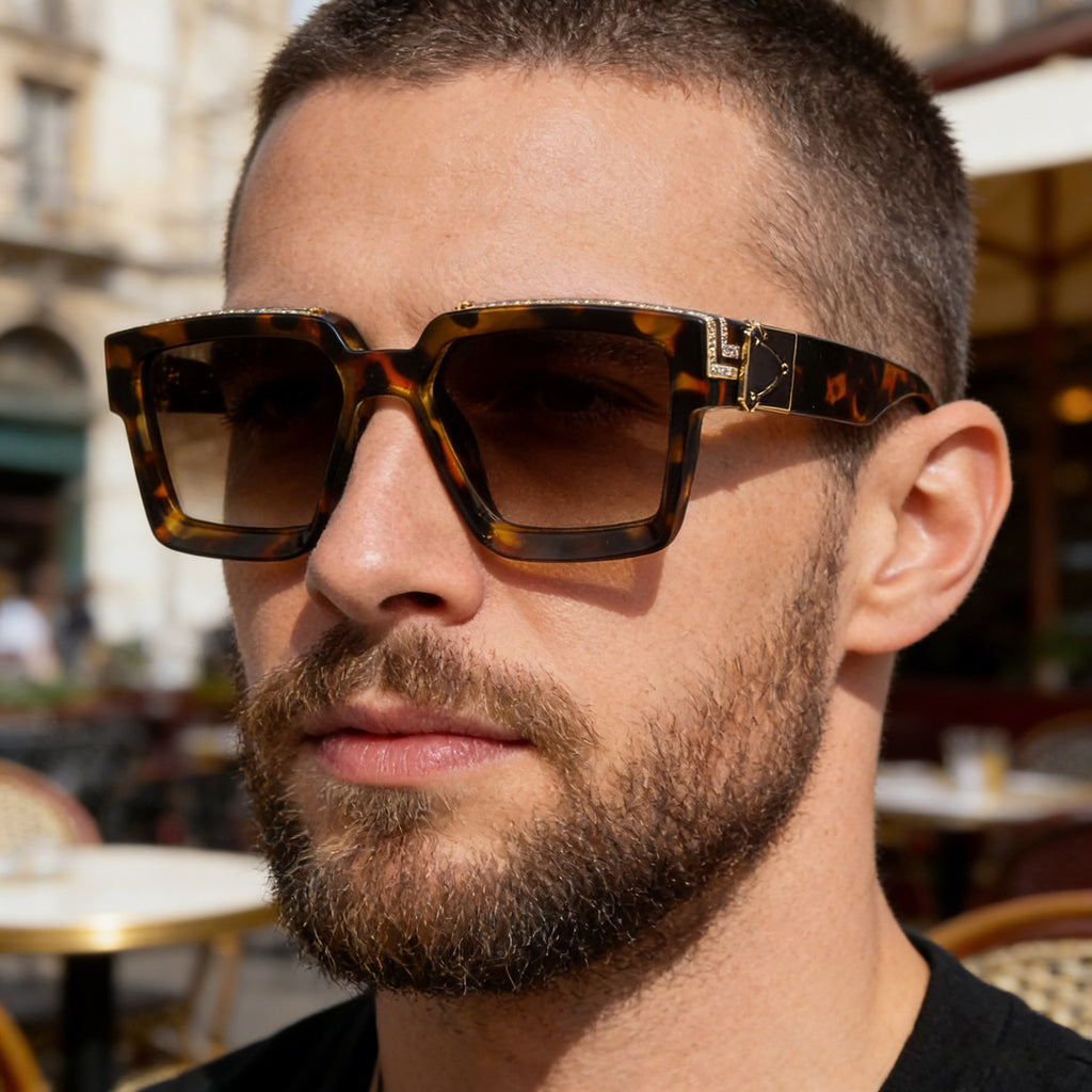 Lunettes de soleil en grand carré incrustées de diamants pour femmes