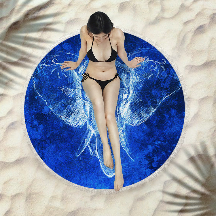 Serviette de plage fringée, serviette de bain ronde, serviette de plage