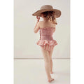 Maillots de bain pour enfants Ins Modèles d'explosion Filles Siamois Maillot de bain en dentelle de vent princesse rayée