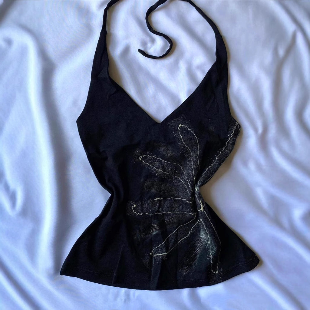 T-shirt femme vintage imprimé sans manches