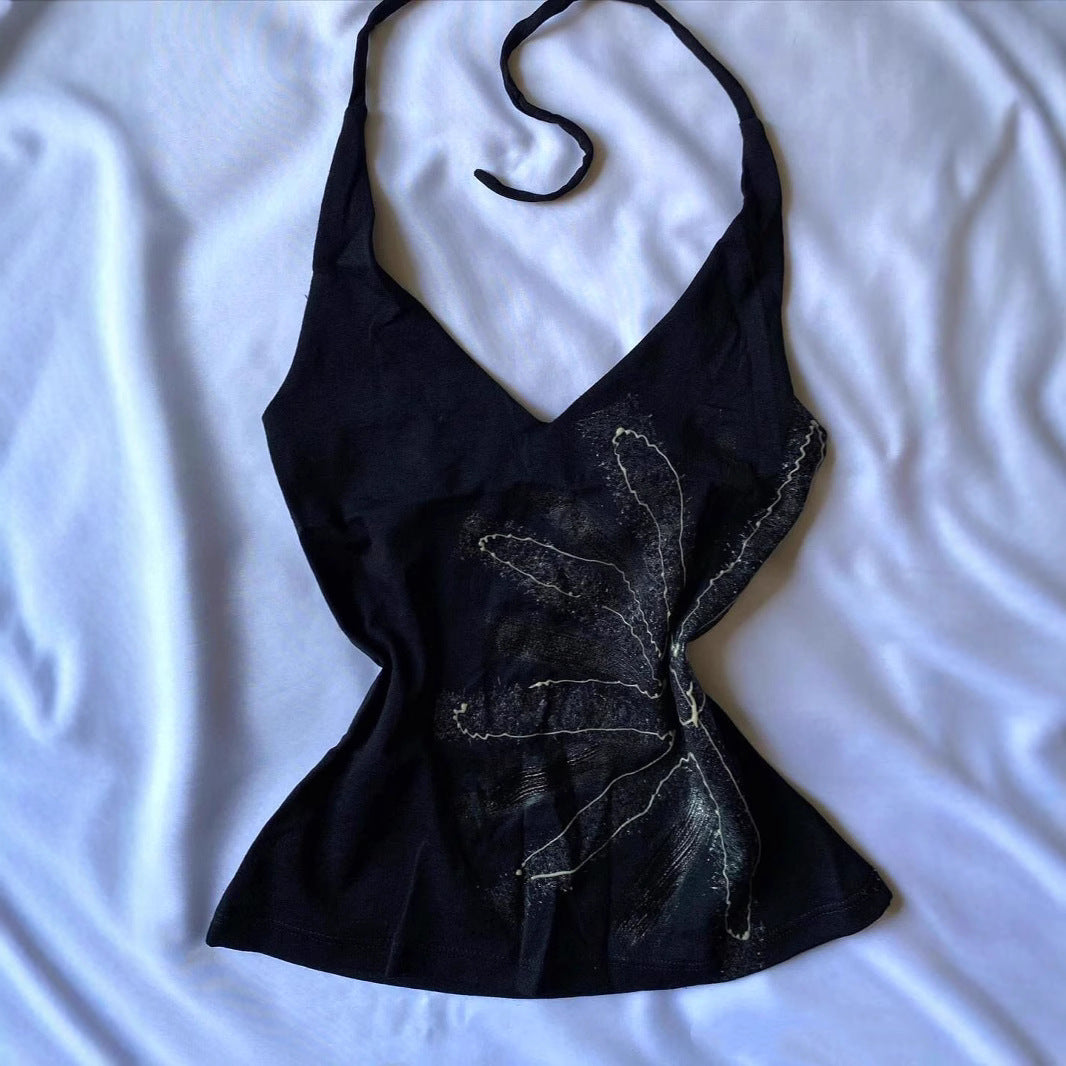 T-shirt femme vintage imprimé sans manches