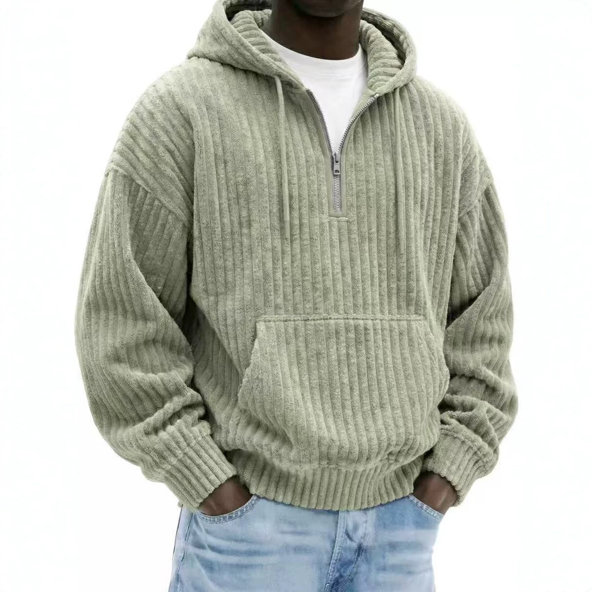 Coq à capuche pour hommes Corduroy en couleur solide