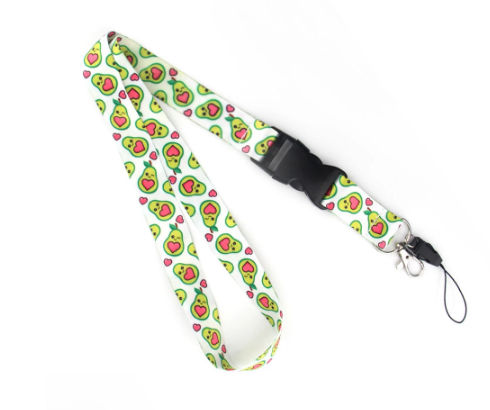 Fruit Avocat Caricature Impression double face Polyester Buckle Téléphone portable Lanyard