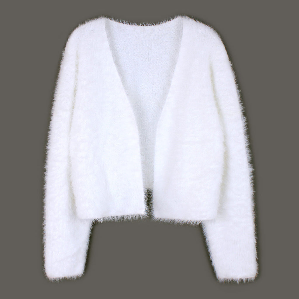 Manteau de fourrure de couleur solide pour l'automne et l'hiver