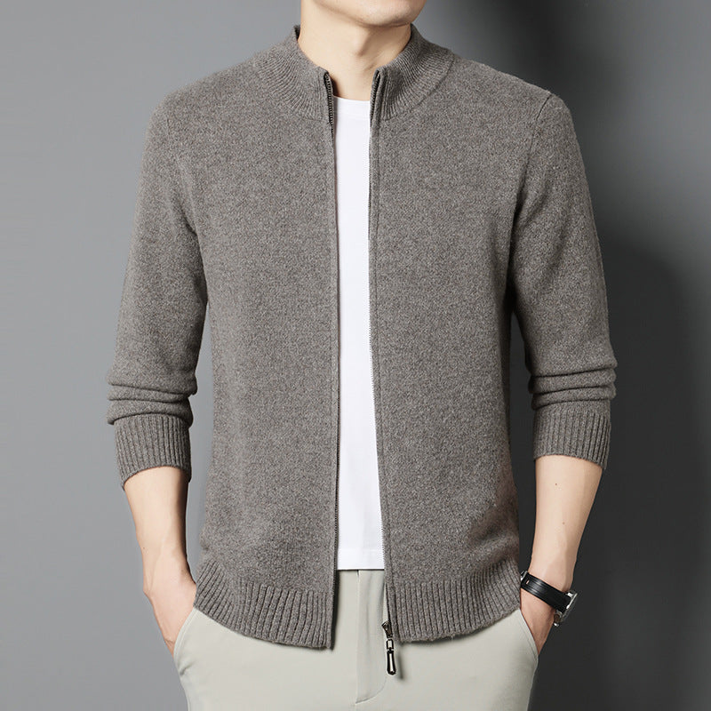 Still-collar Merino Laine Cardigan Knit Veste