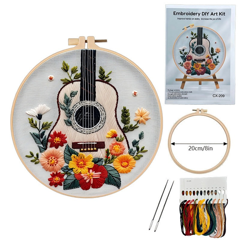 Paquet de matériel de broderie de fleur de guitare
