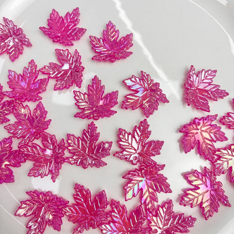 Charms de feuille d'érable en acrylique plaqué AB