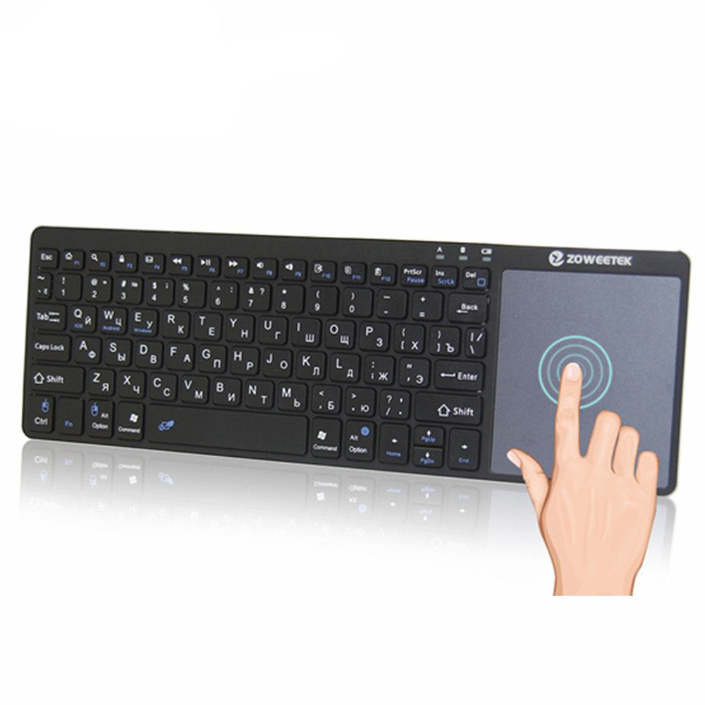 Zoweetek k12bt-1 Mini sans fil Bluetooth clavier Russe Anglais Espagnol Touchpad Pour Sma