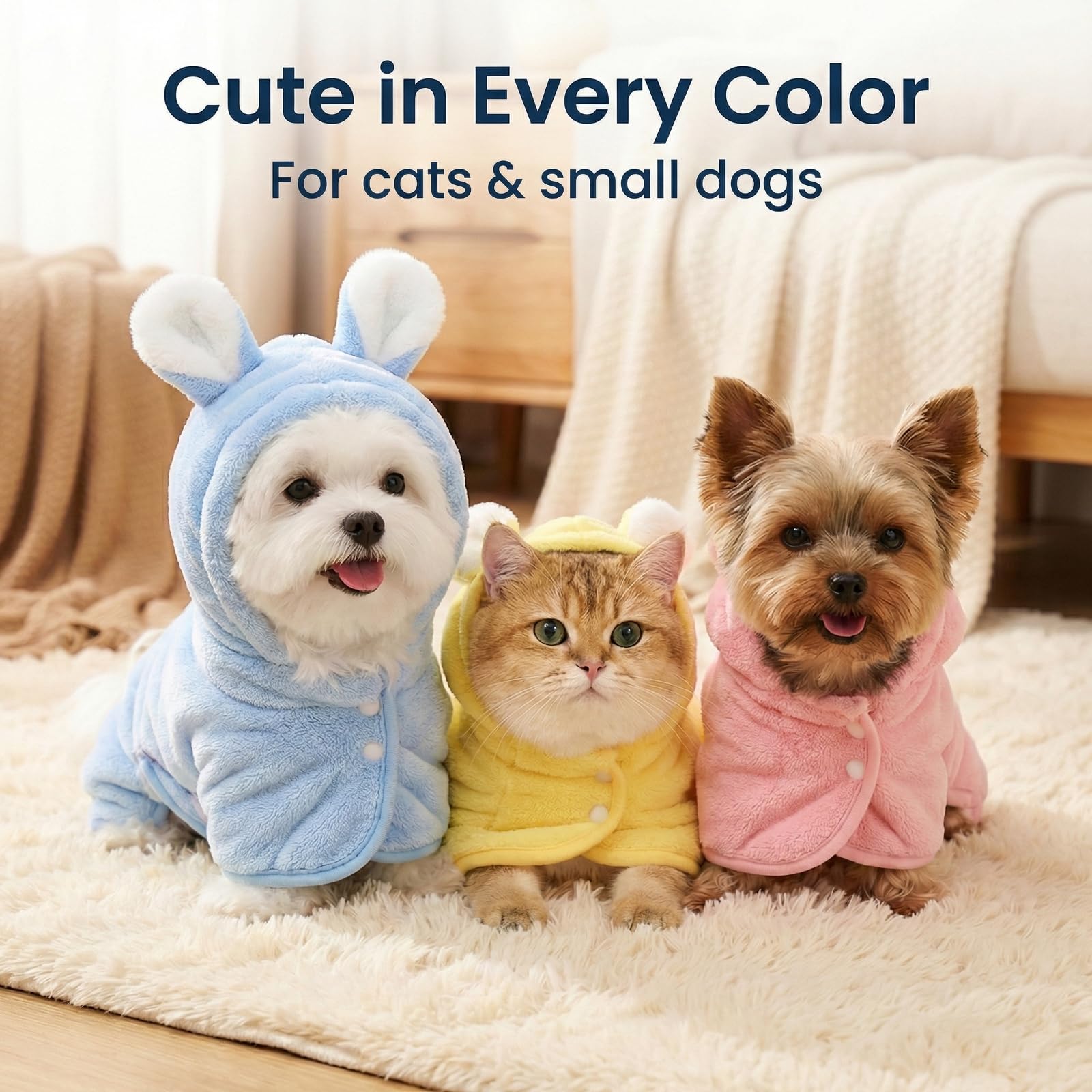 Peigne de bain pour chien Serviette Super Absorbent pour petits chiens Chats Séchage rapide Robe de chien avec capot