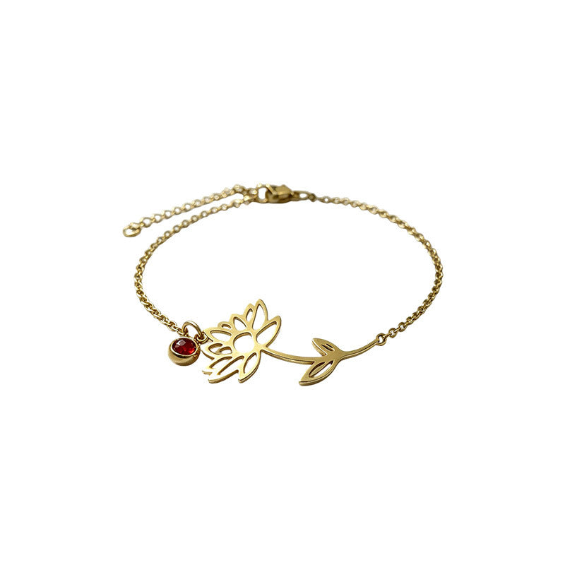 Retro Décembre Fleur de naissance Bracelet en acier inoxydable
