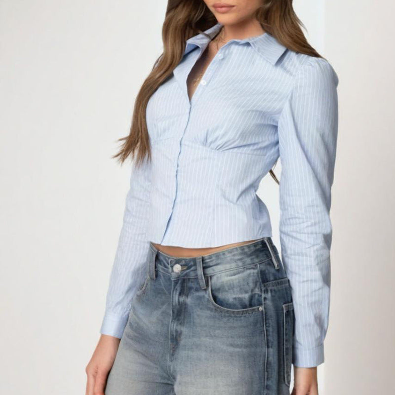 Femme Été Arrivée Lapel manches longues Chemise