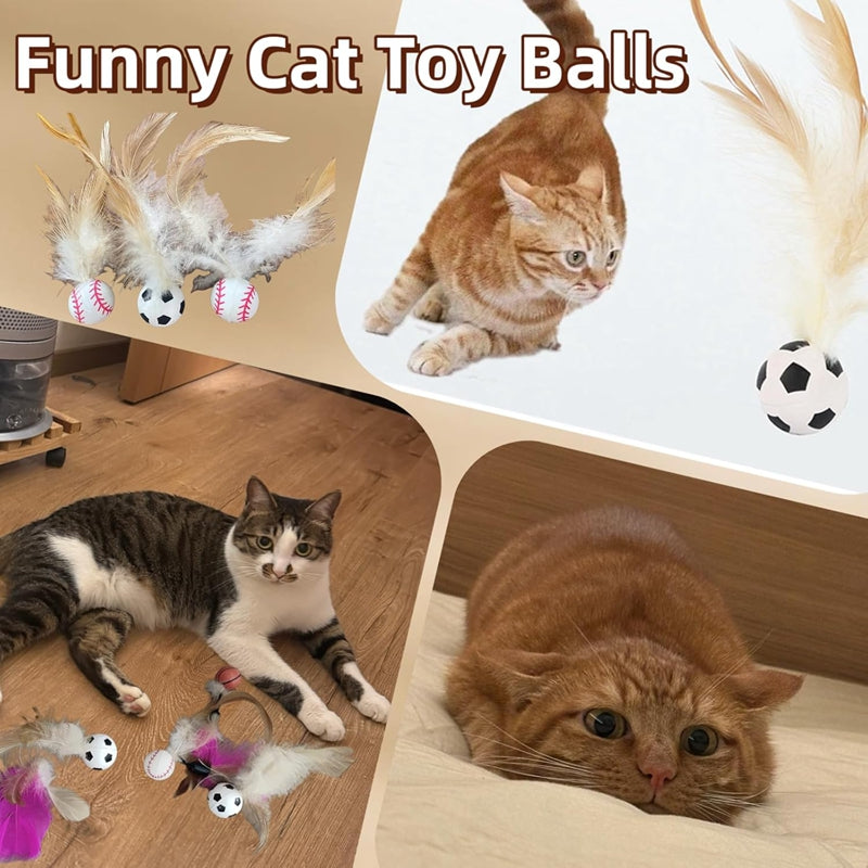 Jouets pour chats, Balles d'autodivertissement, Boules gonflables en plumes, Jouets pour chats, Jeu d'autodivertissement pour chats