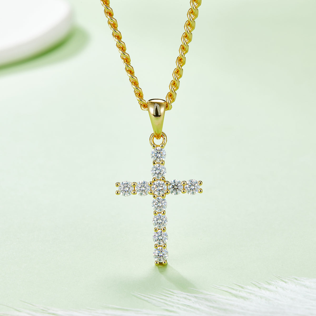 S925 Argent Sterling D Couleur VVS1 Moissanite Cross Pendentif Non Chaîne 1.6g Platine plaqué G