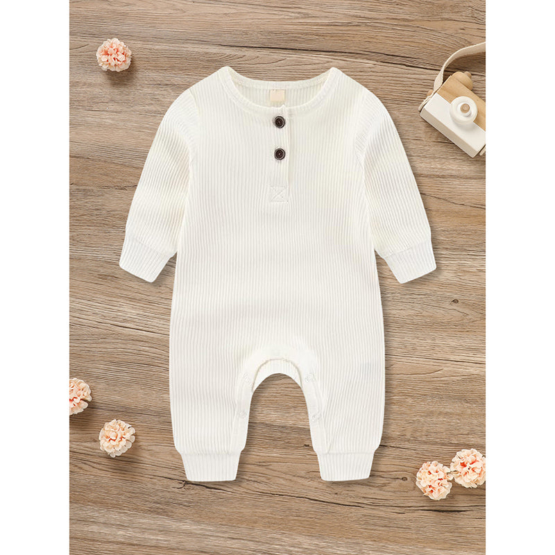 3-Pack Nouveau-nés Bébés Garçons & Filles Longue Manches Ribbed Romper Soft Button Front Jump