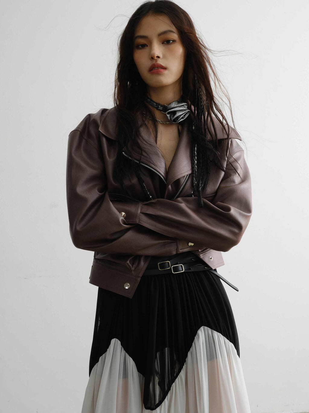 Manteau de veste en cuir PU amovible