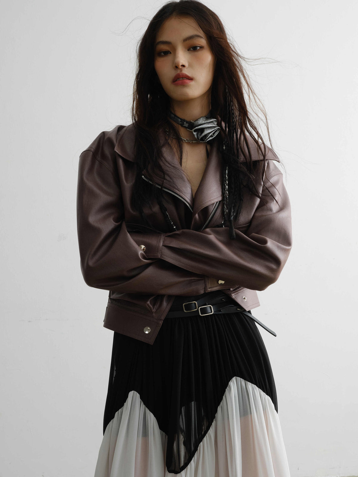 Manteau de veste en cuir PU amovible