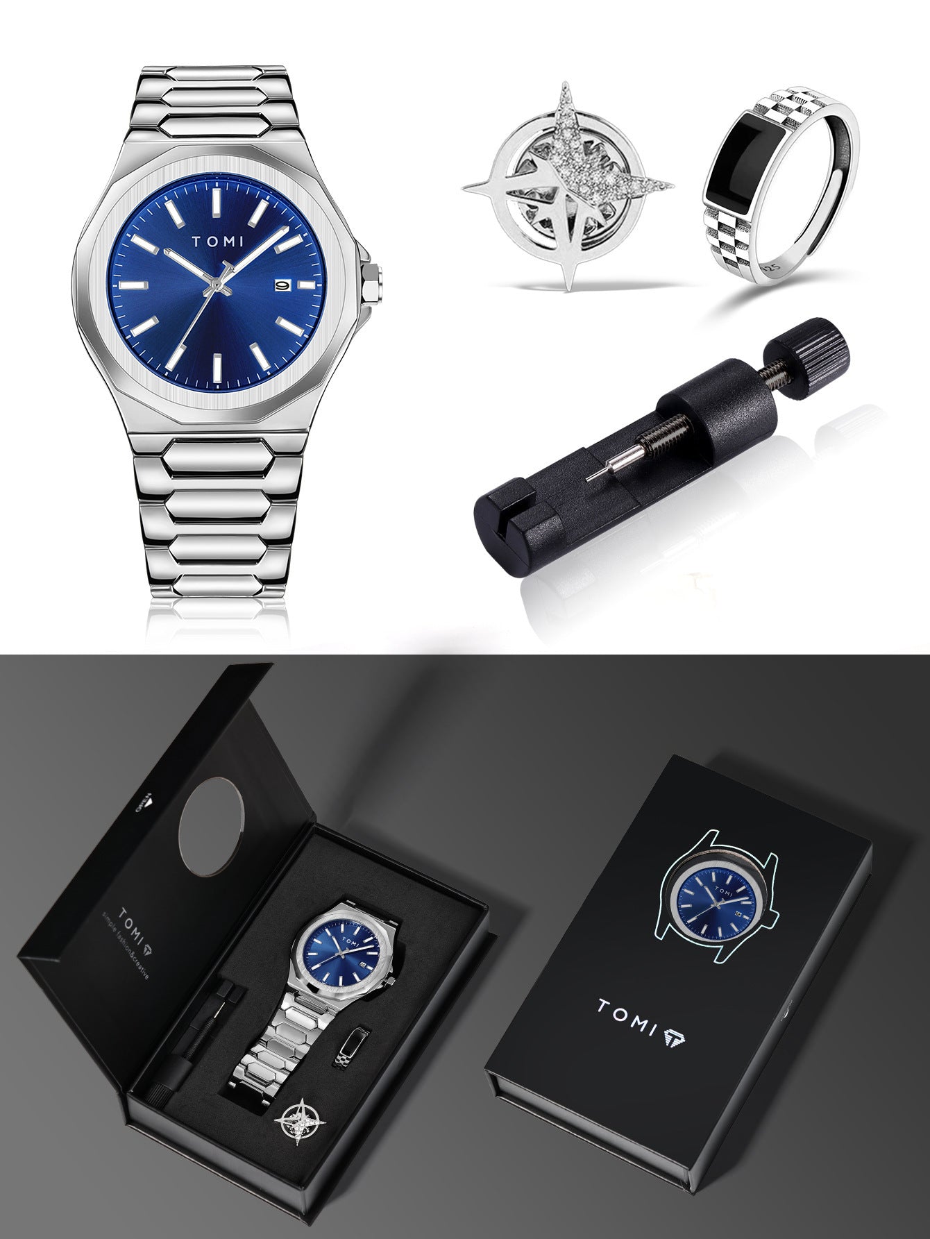 Ensemble de montres en acier classique pour hommes d'affaires