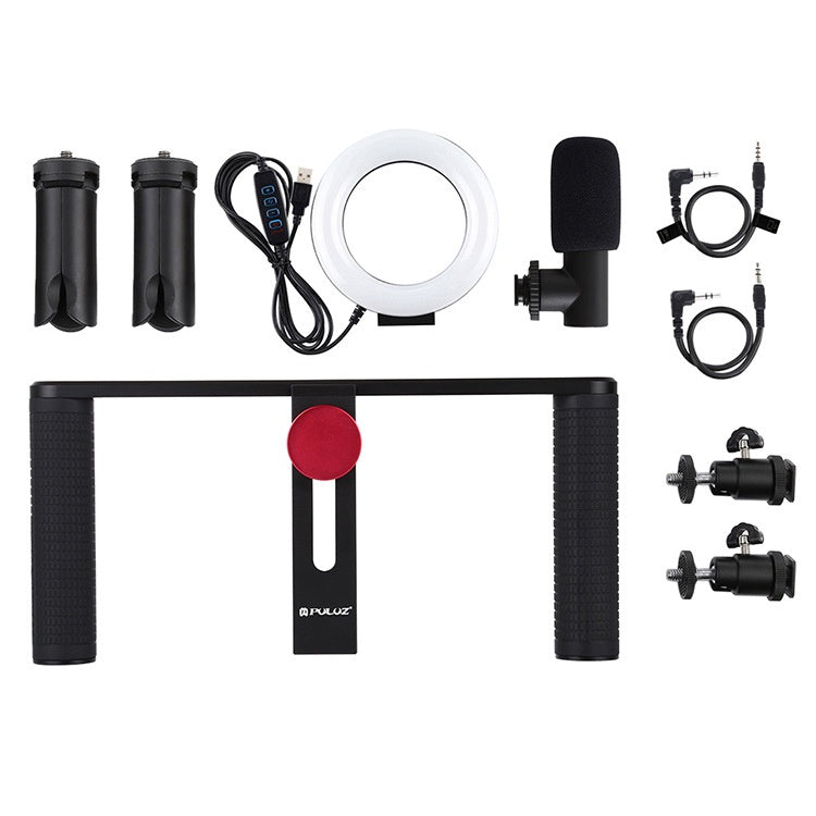 Mobile Live Streaming Stand Kit with Ring Light Microphone and Mini Tripod