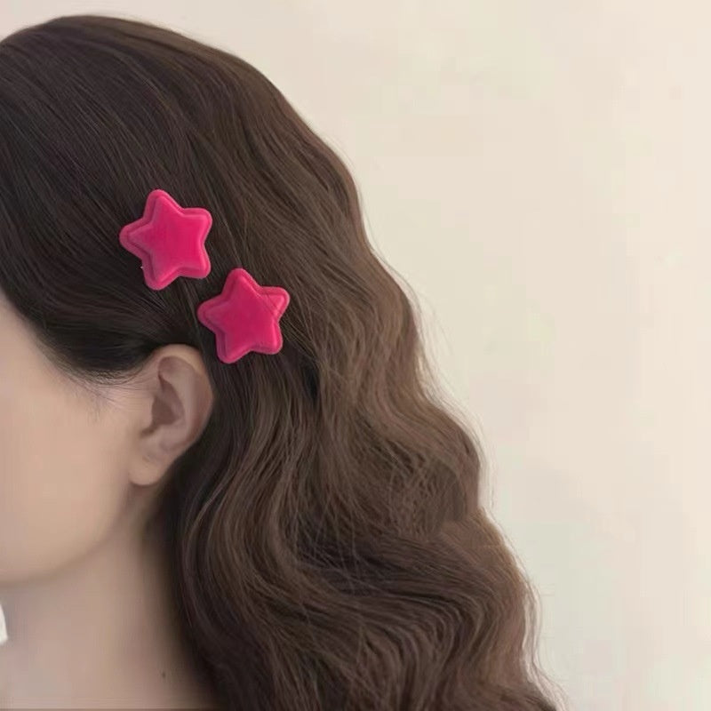 AutomneHiver Cozy Flock fini Petit Cinq pointes Star Clip cheveux