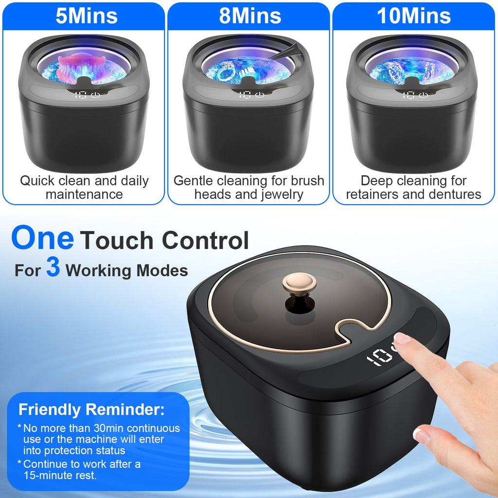 1Pc Ultrasonic Retainer Cleaner 45kHz Machine de nettoyage à ultrasons avec 3 modes 230ML Capac