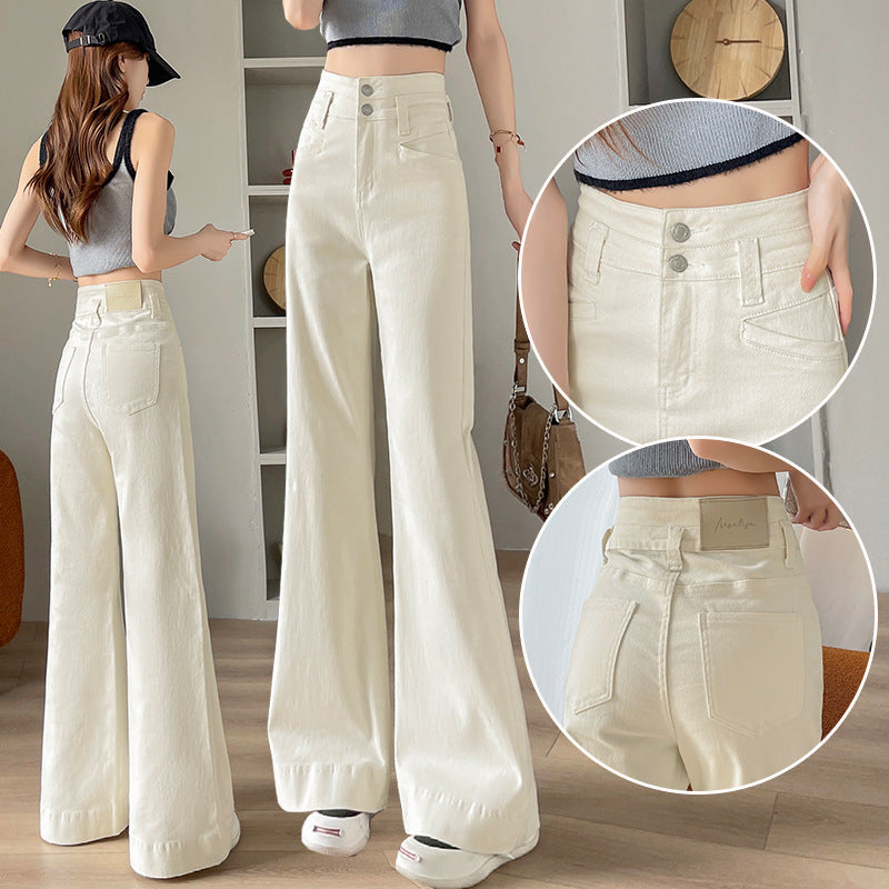 Pantalons de denim à jambes larges, de longueur de plancher évasés