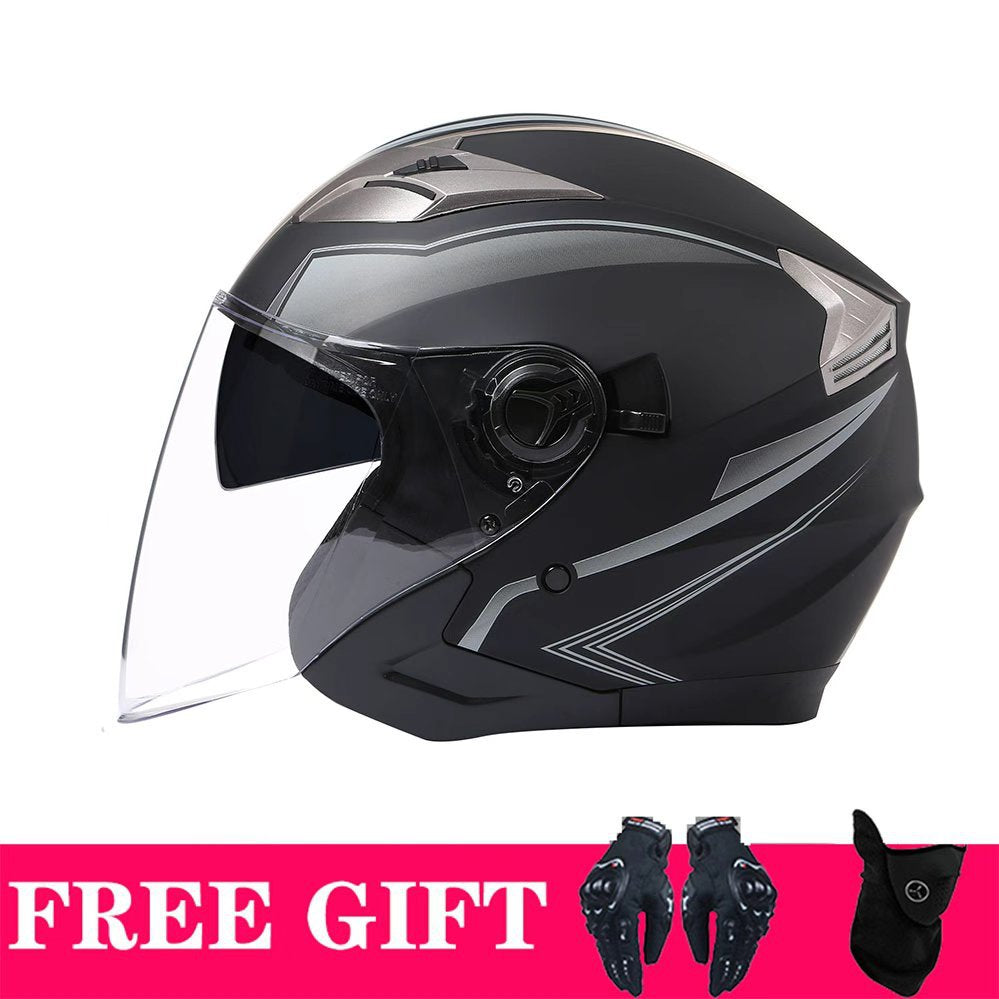 Casque de moto Double Lens Retro Casque d'équitation