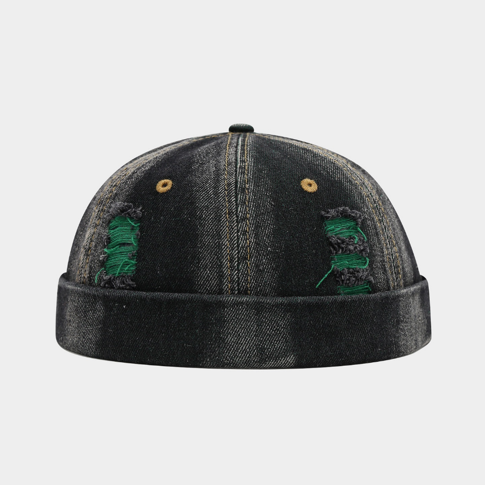 Été hommes et femmes de couleur patch fil Rolled-up Street style Bonnet sans brim