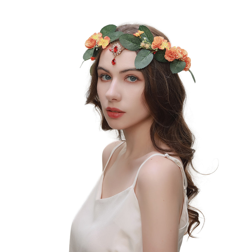 Fleurs artificielles Mori Style de la feuille verte Coiffure féminine