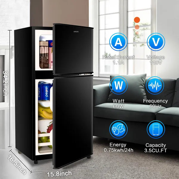 KRIB BLING 3.5Cu.Ft Réfrigérateur compact Mini réfrigérateur avec congélateur