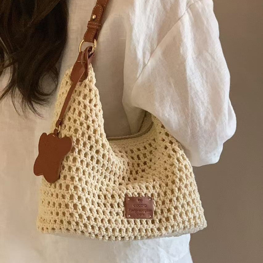 Casual woven shoulder body bag