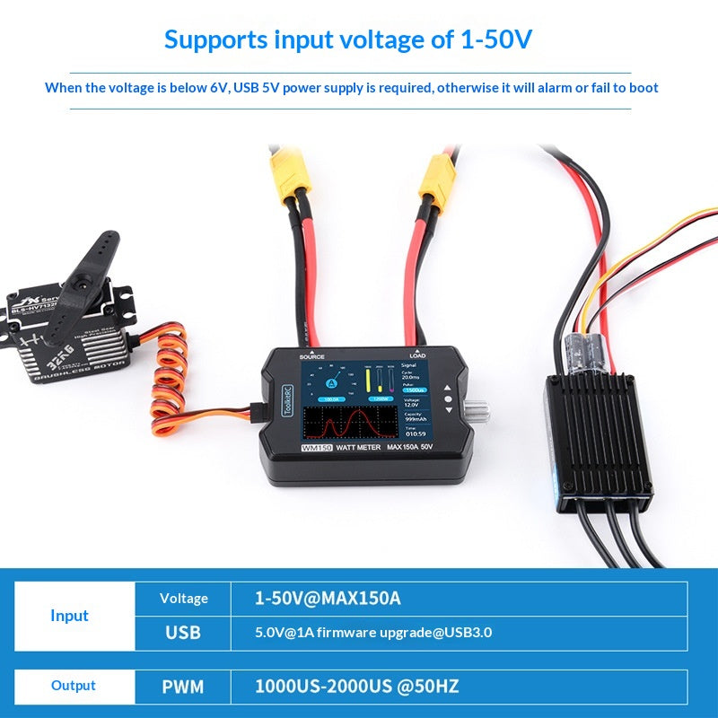 ToolkitRC WM150 Compteur de puissance 50V 150A