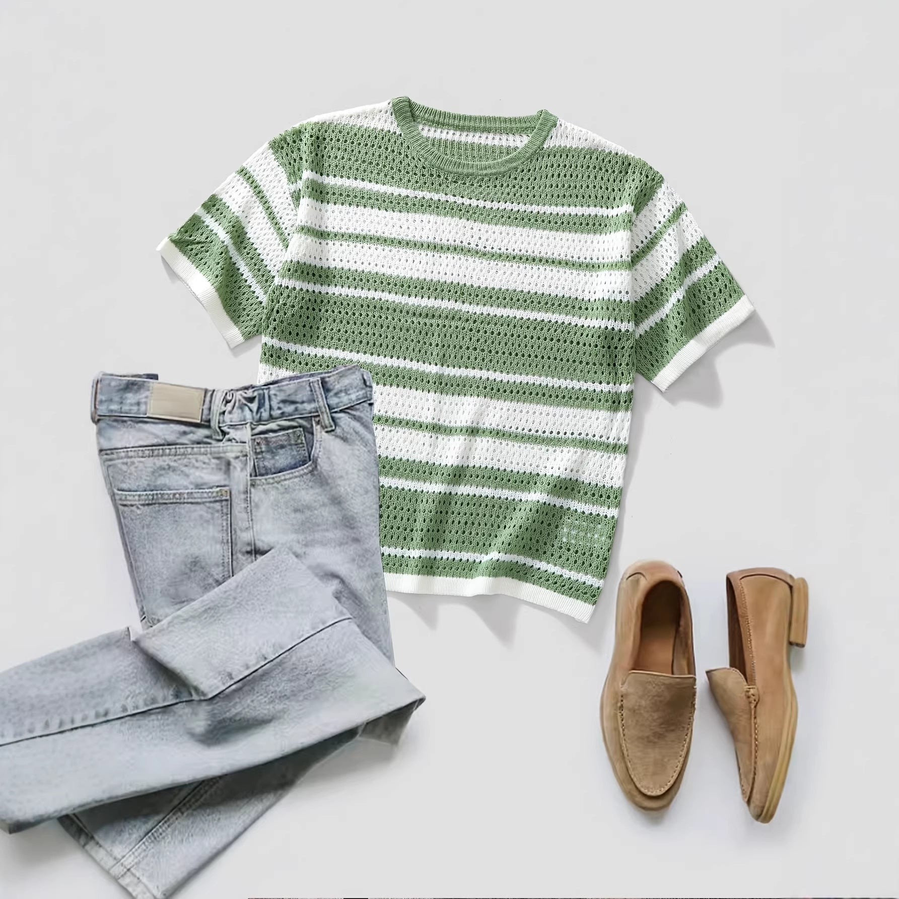 Chemise casual à manches courtes homme avec un design retro rayé