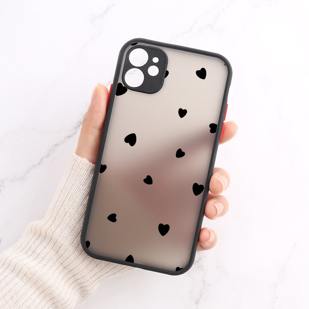 Flower Anti Drop Black Skin Feel Phone Case