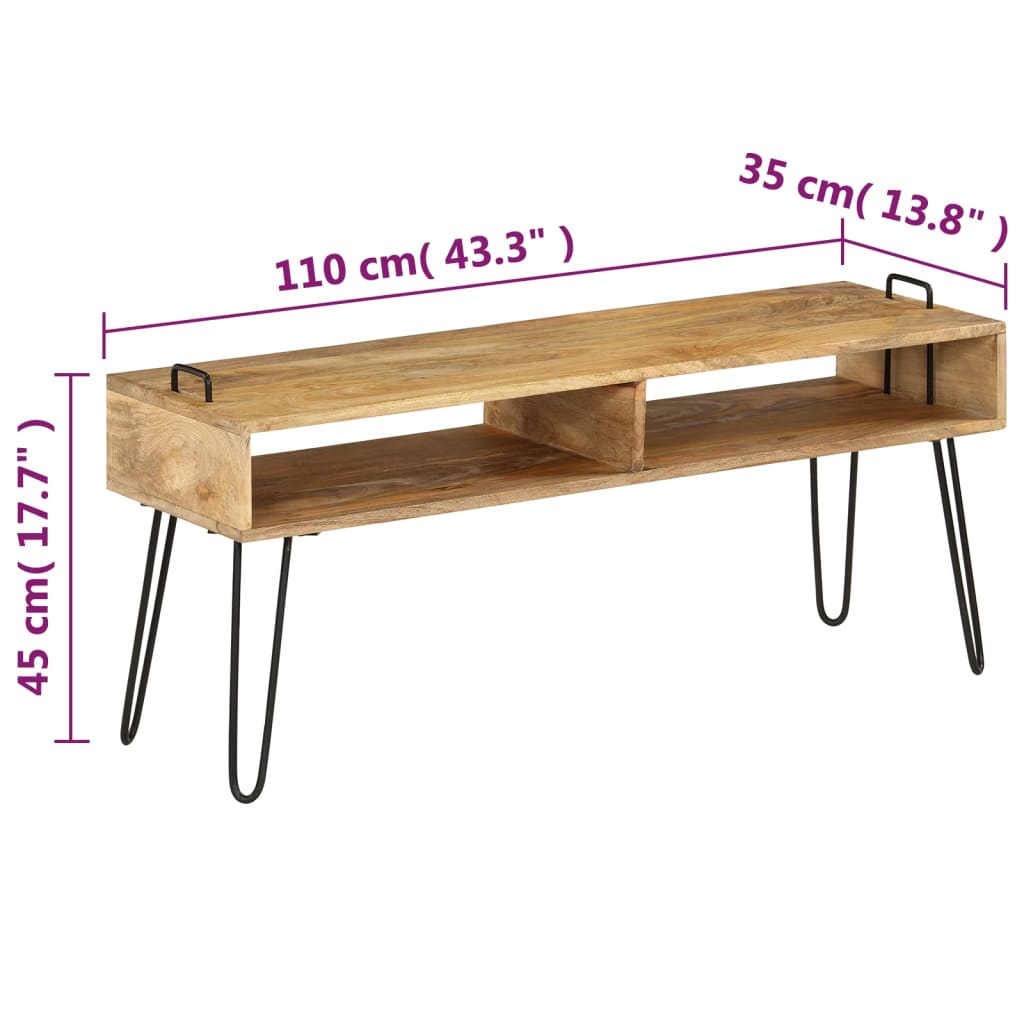 TV stand en bois massif de mangue 110x35x45 cm