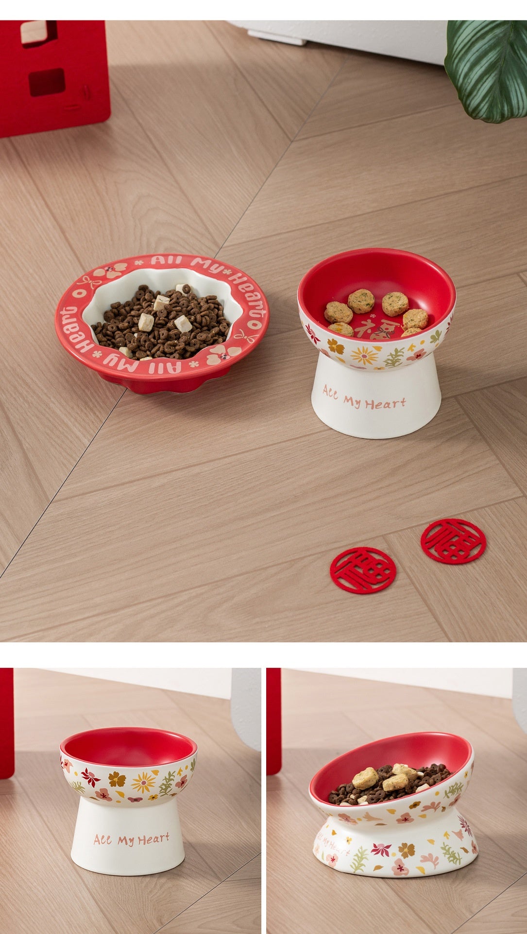 Lacy Ceramic Fu Pet Bowl